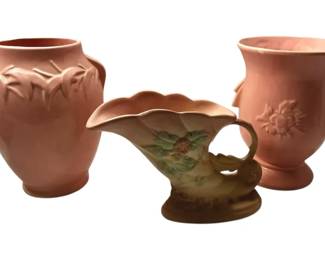 Hull Pottery Cornucopia Vase 2 McCoy Pink Vases