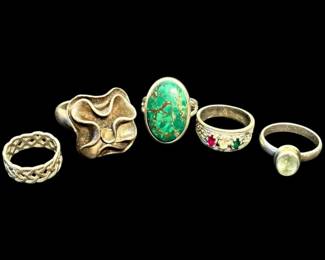 5 Sterling Silver Rings37.82g