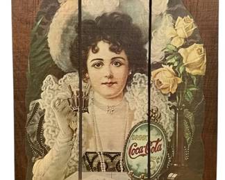 Wooden Decor of a Woman with CocaCola