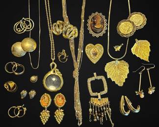 Amber GoldToned Costume Jewelry Including Givenchy Earrings