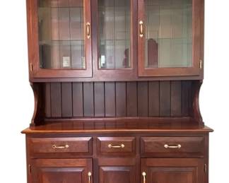 Large Wooden Glass China Hutch