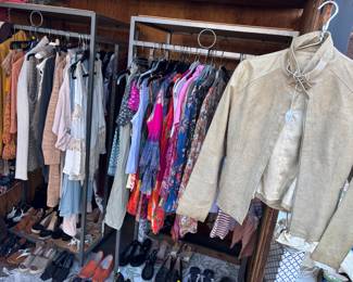 TONS of women's designer clothing - size small & medium, shoes size 7.5-8. Brands like Eileen Fischer, Hudson, Ferragamo & Coach.
