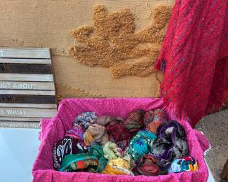 So many scarves! Silk and cotton.