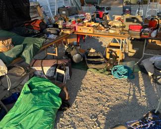 So many camping and outdoor things! Huge tents, small tents, you name it, it's probably here.