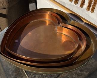 3 vintage copper heart pans by Cape Cod Copper Works (marked)