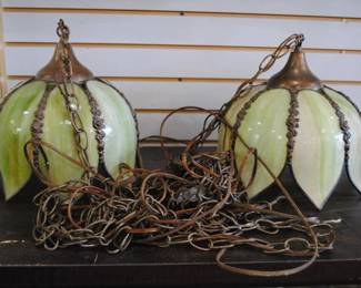 2 VTG Tulip Hanging Swag Lamps