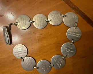 Sterling Silver 10 Commandments Charm Bracelet (one Commandment per Disk) with Attachment clip. These were particularly popular during the mid-20th century, especially in the 1950s and 1960s, although this one seems to be 30's or 40's