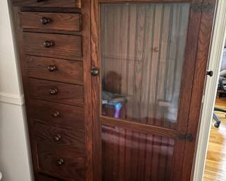 Vintage Oak Pantry & Storage Cabinet 