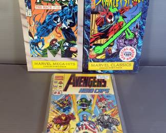 Marvel Mega-Hits Collector's Pack, Marvel Classics Collector's Pack, And Marvel Hero Caps