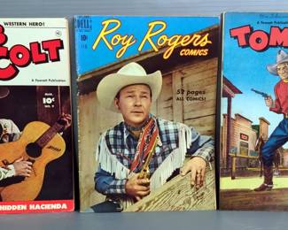 Roy Rogers, Tom Mix, And Bob Colt Western Comics, Qty 3 
