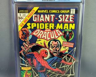 Giant-Size Spider-Man #1, Dracula, Human Torch Appearance, 1st Appearance Of Equinox In Cameo, Marvel Comics July 1974, CGC Graded 8.5 
