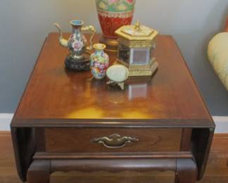 Pair of Side Tables by Ethan Allen... Pair of Asian Lamps..