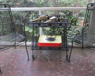 Wrought Iron Chairs & Bar Cart