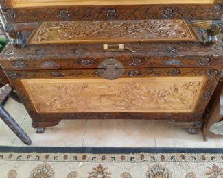 #13  Large Camphor Carved Chest  40"Wx20"Dx24"H   $315