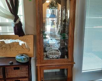 #24  Double Door Lighted Curio Cabinet  25"Wx13"Dx76"H   $175