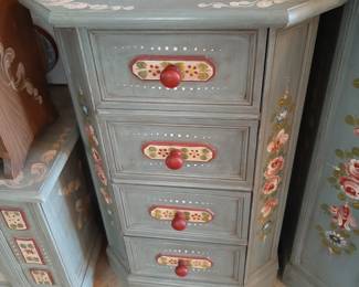 #9  Handpainted Folk Art 4 Drawer Chest  20"Wx12"Dx30"H   $275
