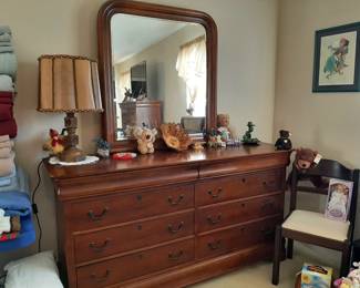 #43  Bassett Dresser w/Mirror  68"Wx20"Dx75"H   $425