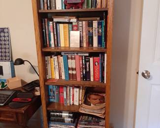 #48  Oak Wood Bookcase  26"Wx12"Dx72"H   $95