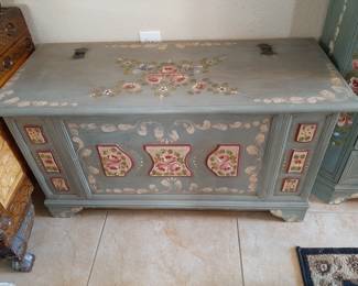 #10  Handpainted Folk Art Chest/Trunk  35"Wx15"Dx19"H   $250