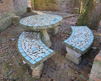 #67   Cement Tile Top Table w/3 Benches   $350