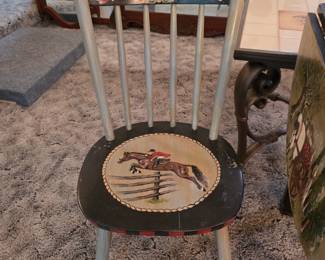 #15  Drop Leaf Farm Scene Table w/2 Chairs  36"Rx30"H   $165