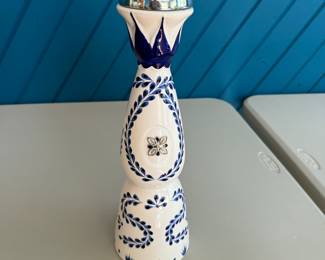 Collectible blue and white bottle