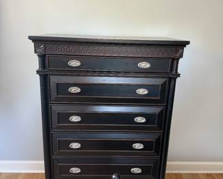 Black wood tall dresser