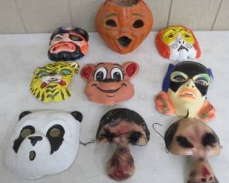Vintage Halloween Masks & Pumpkin