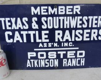 Porcelain Texas & Southwestern Cattle Raisers Sign