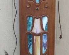 Lighted Clock w/Stain Glass