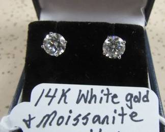 14K White Gold & Moissanite Earrings