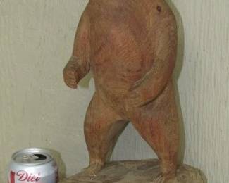 Carved Wooden Bear Statue