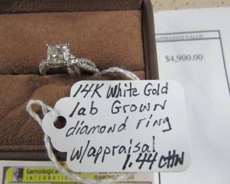 14K White Gold Lab Grown Diamond Ring w/Appraisal