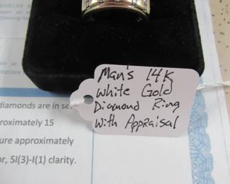 Mans 14K White Gold Diamond Ring w/Local Appraisal of $5,500.00