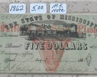1862 Mississippi $5.00 Note