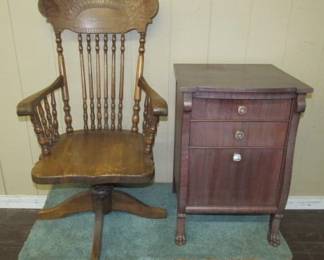 Swivel Desk Chair & Mahogany Nightstand