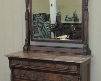 Victorian Marble Top Dresser w/Mirror