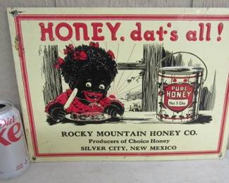 Embossed Metal Black Art Honey Sign