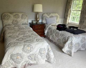 Twin Beds and Marble top end table