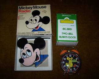 MICKEY MOUSE RADIO & ORIGINAL BOX & BIG BIRD ALARM CLOCK WITH BOX!!