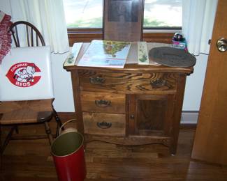 OAK WASHSTAND & RUSH-SEAT CHAIR