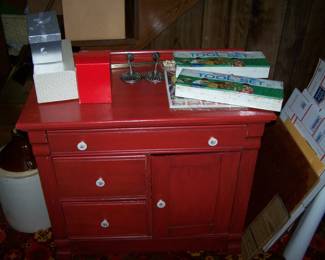 RED-PAINTED WASHSTAND