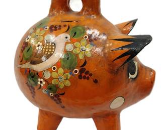 SIGNED MEXICO PAPER MACHE' PIG BANK