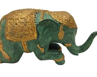 HEAVY PATINATED CAST METAL INDIAN ELEPHANT FIGURE 7.5"