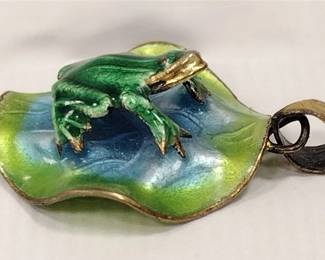 ENAMELED STERLING FROG PENDANT