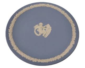 WEDGWOOD JASPERWARE PALE BLUE HIGH RELIEF CHERUB PLATE