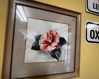 Framed & Matted Camellia Flower Watercolor Painting by Catherine Tuttle