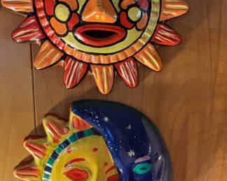 Mexican Folk Art Style Terra Cotta Sun Decor