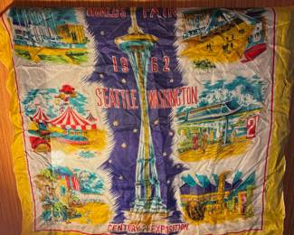 1962 Seattle World's Fair Yellow Souvenir Scarf