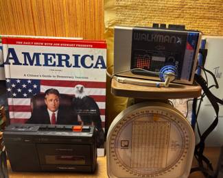 Realistic Compact Cassette Tape Recorder, 1985 Pelouze Postal Scale, Sony Walkman Cassette Player – WM-F8